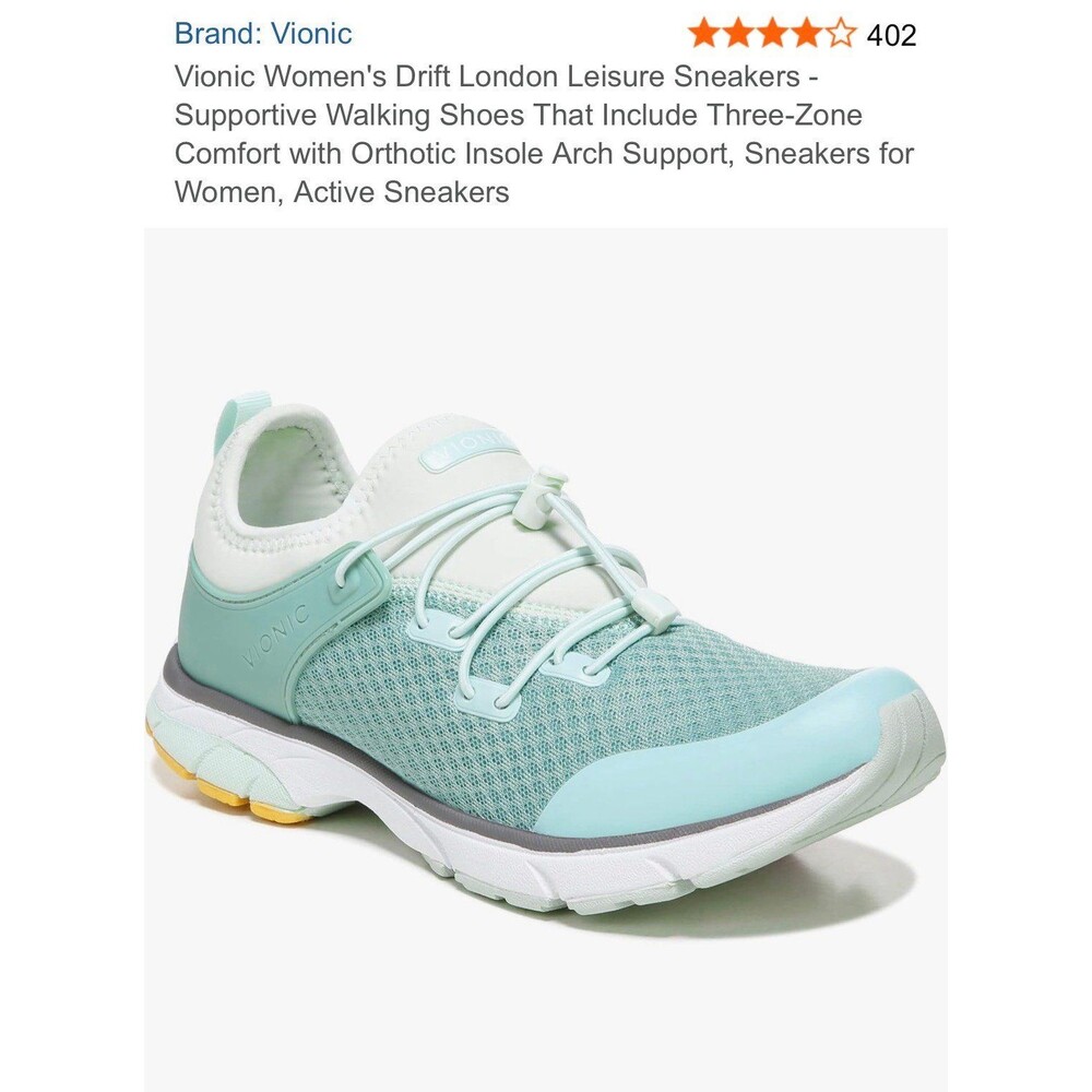 Vionic Drift London Leisure Sneakers Sz. 6.5 Wasabi & Mint